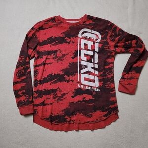 Ecko Unlimited Red and Black Long Sleeve Tee